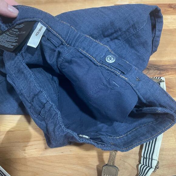 H&M boys long shirts with suspenders US 9-10 blue 100% cotton fancy preppy - Picture 2 of 5